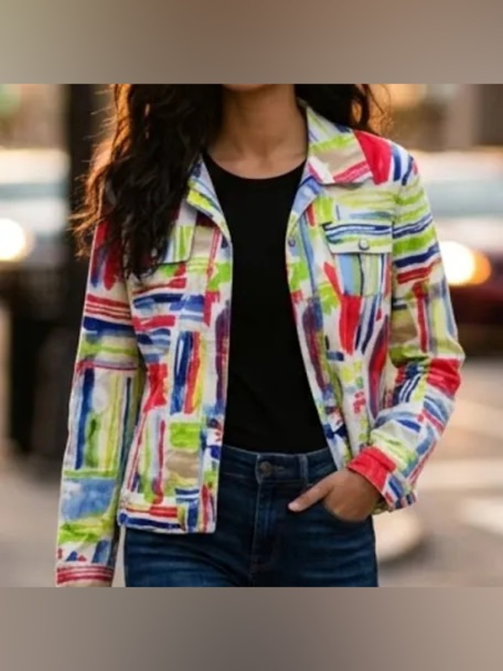 Drapers& Damon’s: XL, NWOT, Colorful Abstract Print Women's Jacket - Multicolor